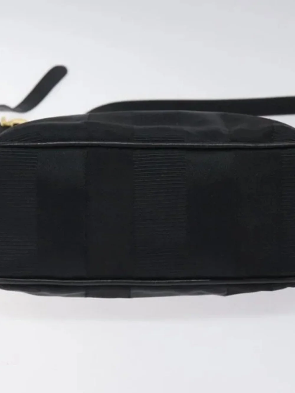 Salvatore Ferragamo Shoulder Bag Canvas Leather Black Auth bs24292